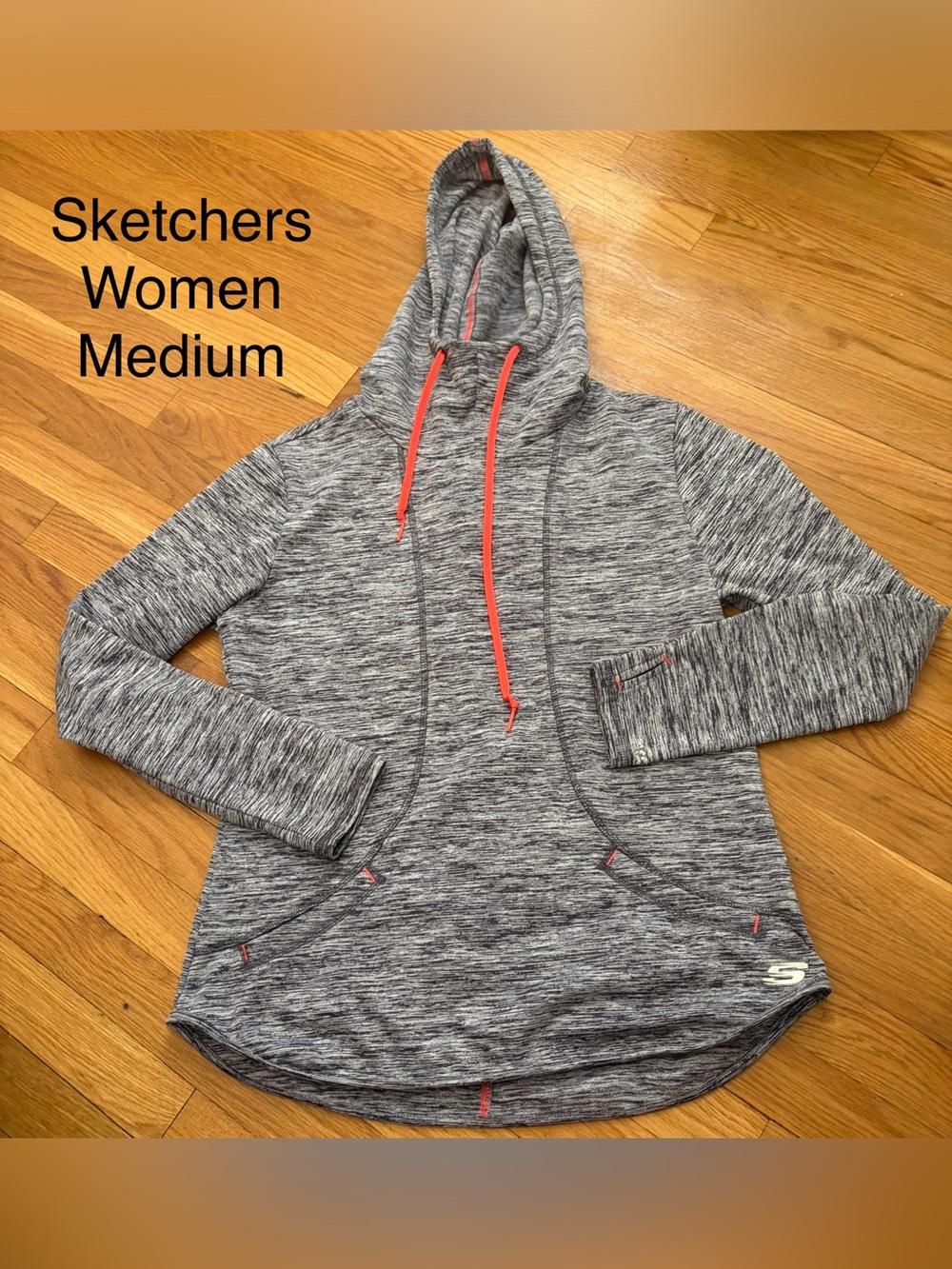 Skechers Women’s Gray Marled Hoodie with Coral Accents
